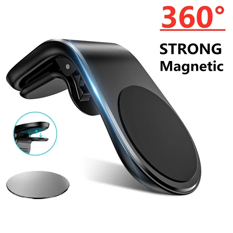 360° Magnetic Car Phone Holder Metal Air Vent Mount Stand For Xiaomi Samsung Huawei iPhone 16 15 14 13 GPS Mobile Phone Holder