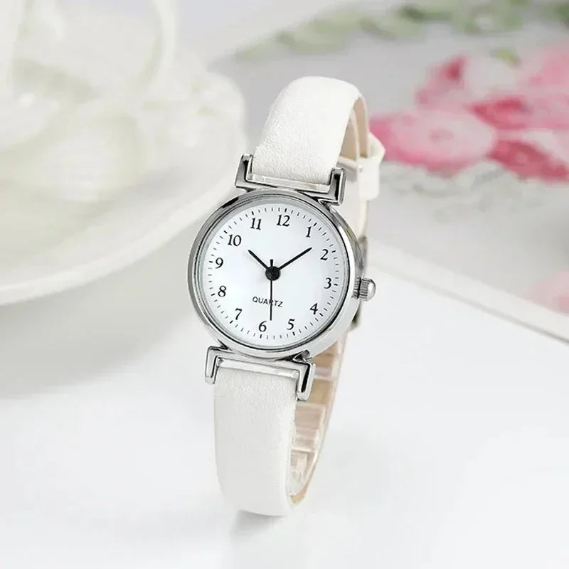 Women’s Fashion Quartz Watch with Small Dial – Elegant Leather Strap Casual Timepiece