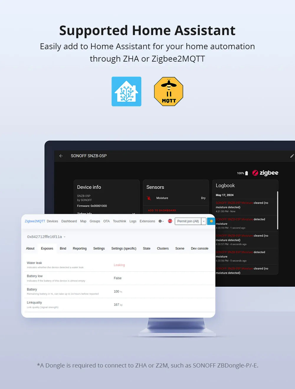 SONOFF SNZB-05P Zigbee 3.0 Water Leak Sensor Leaking and Dripping Detection Real-time Alerts Support Home Assistant Google Alexa
