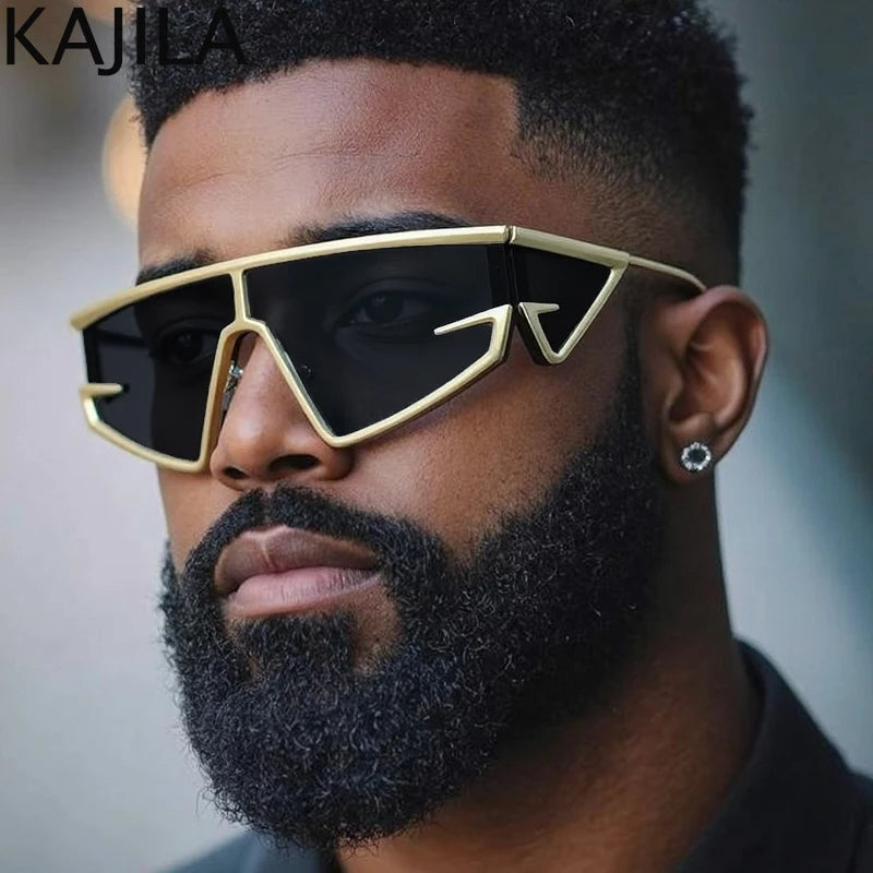 Y2K Punk Shield Sunglasses Square Frame UV400 Protection