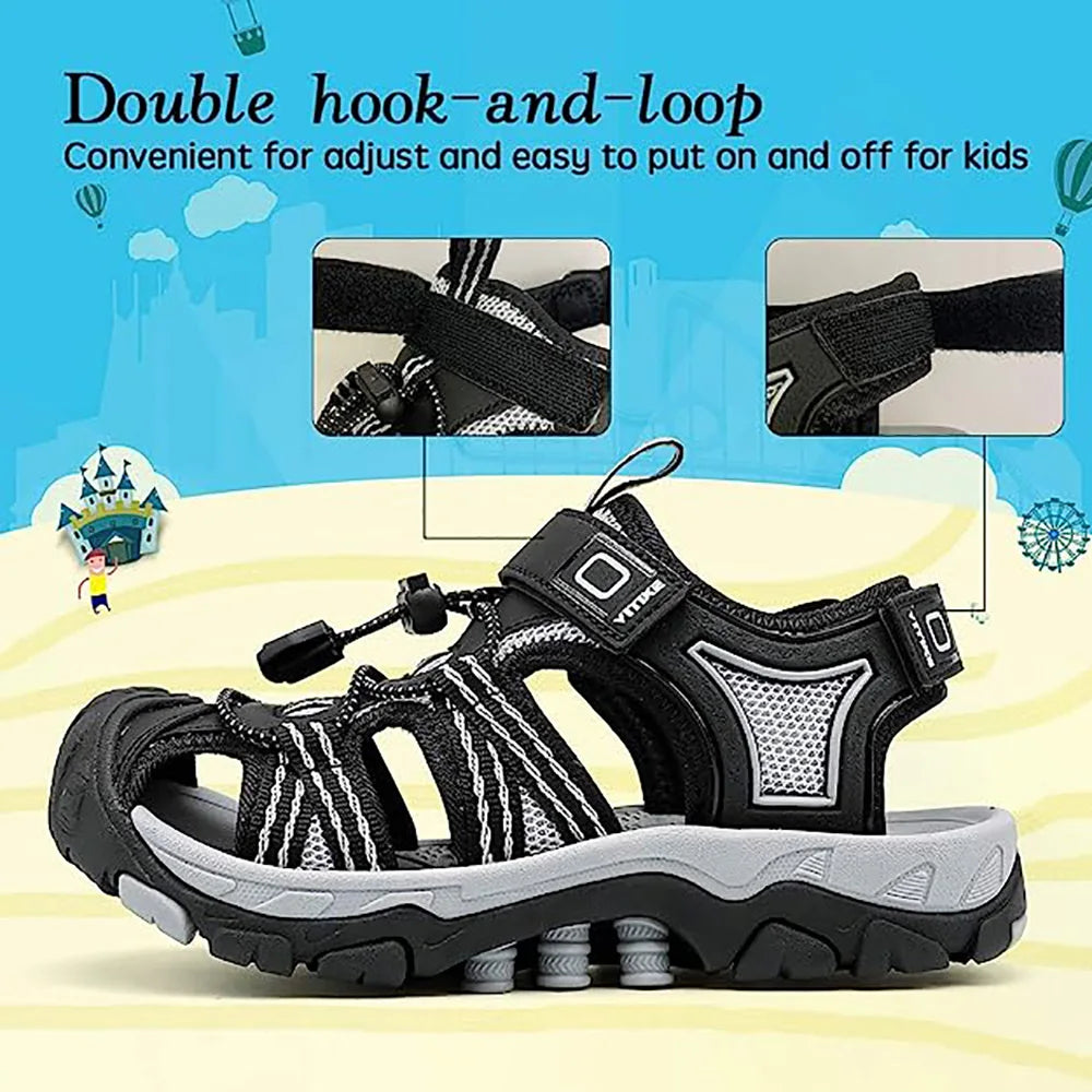 Kids Water Sandals Quick Dry Hook And Loop Unisex Summer Mixed Color