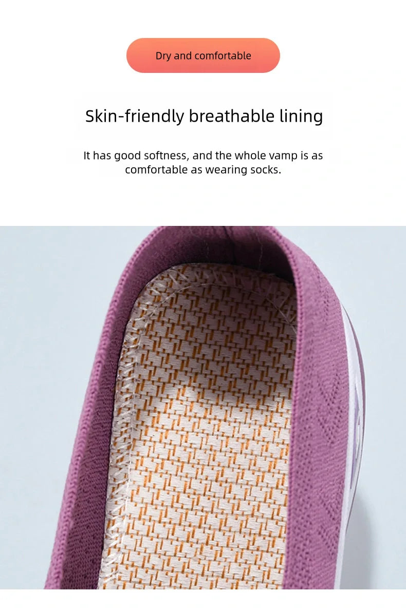Women's shoes Solid Color Breathable Sneakers, casual sneaker women's summer sneakers, Low-top Knitted Casual Shoes Mom Shoes
