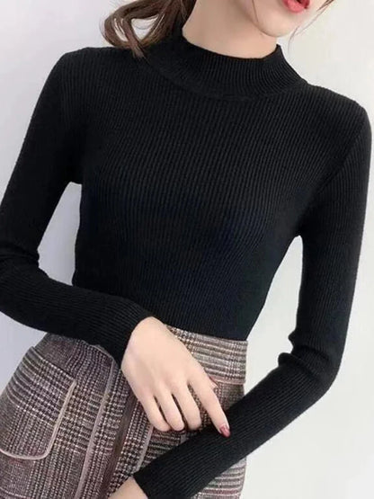 Women's Mock Neck Knit Sweater Pullover Acrylic Cotton Regular Fit