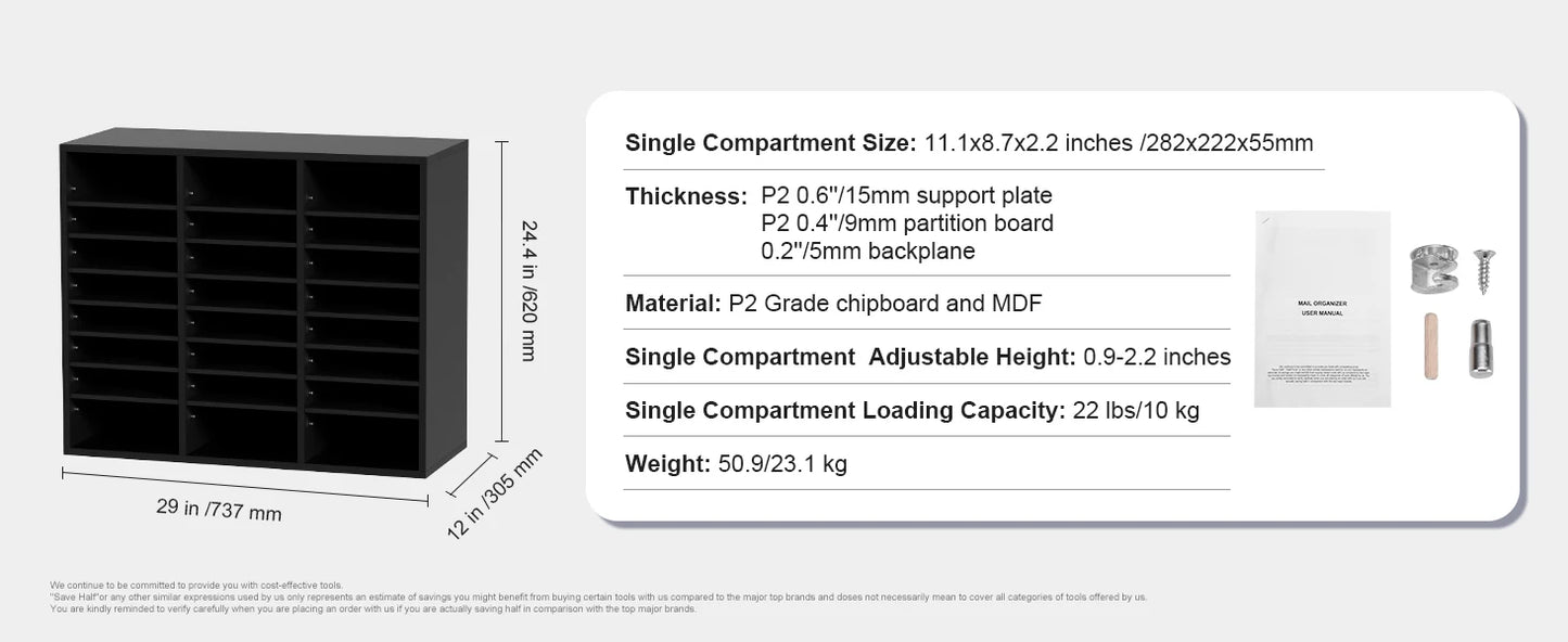 SucceBuy Literature Organizers with Adjustable Shelves Wood Literature Sorter for Office Home Classroom Mailrooms EPA Certified