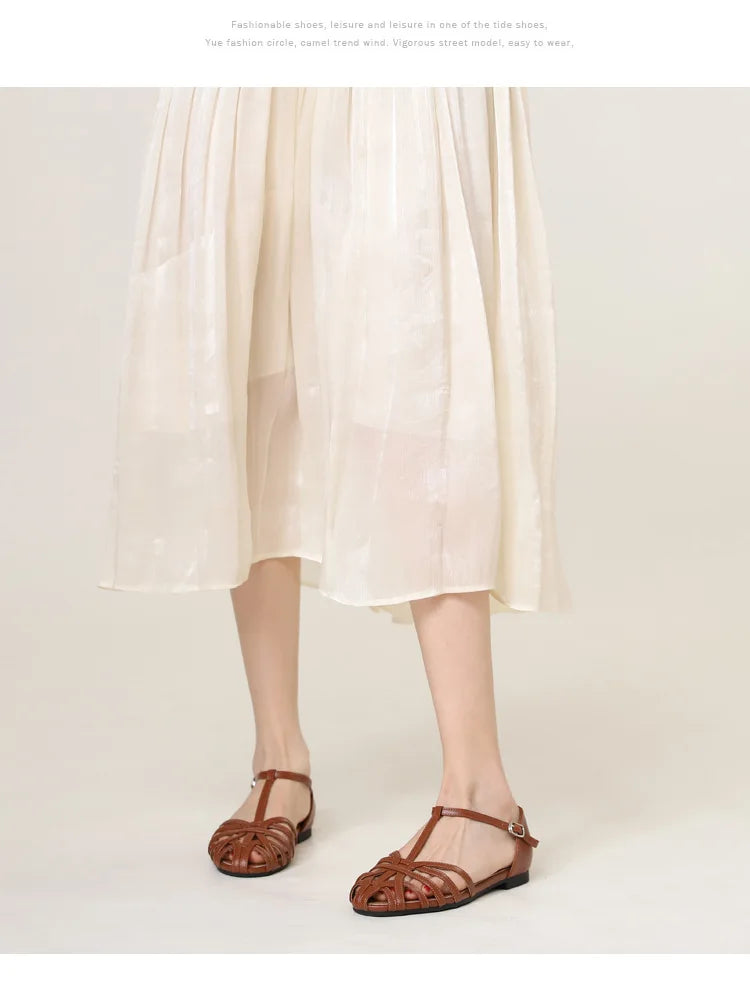 ZAROY Summer Cross Strap Flat Sandals Women Round Toe Ankle Buckle Hollow Casual Roman Sandalia Zapatos De Mujer сандали