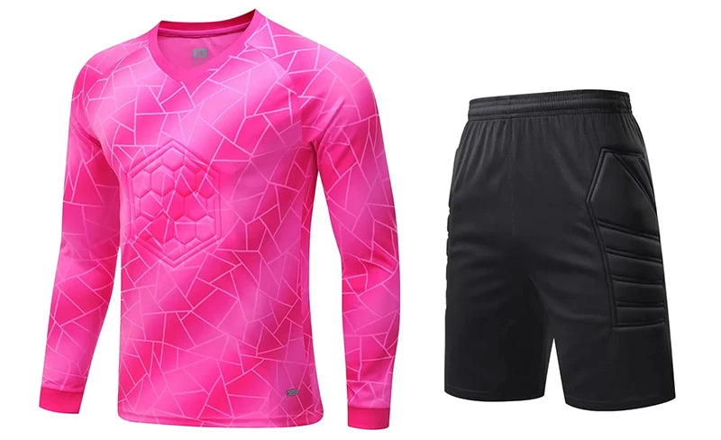 Men Kid 2024 Soccer Goalkeeper Uniform Protective Sponge Long Sleeve Football Training Goalkeeper Top Soccer Jersey Pants Custom