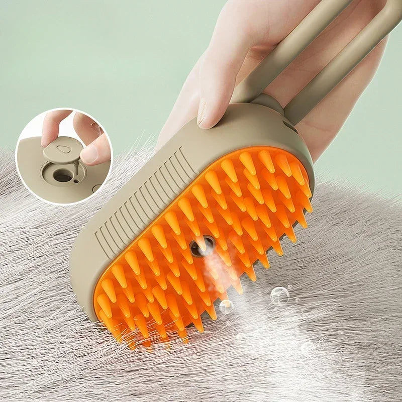 Massage & Steam Pet Brush – Detangling and Loose Hair Removal for Dogs and Cats