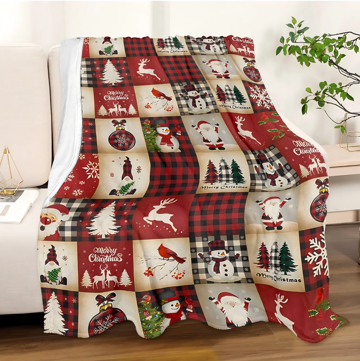 Christmas Flannel Blanket – Cozy Soft Throw for Couch, Bed & Sofa, Holiday Gift Idea