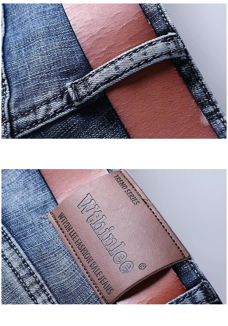 Winter Thermal Warm Flannel Stretch Jeans Mens Winter Quality Famous Brand Fleece Pants Straight Flocking Trousers Denim Jean