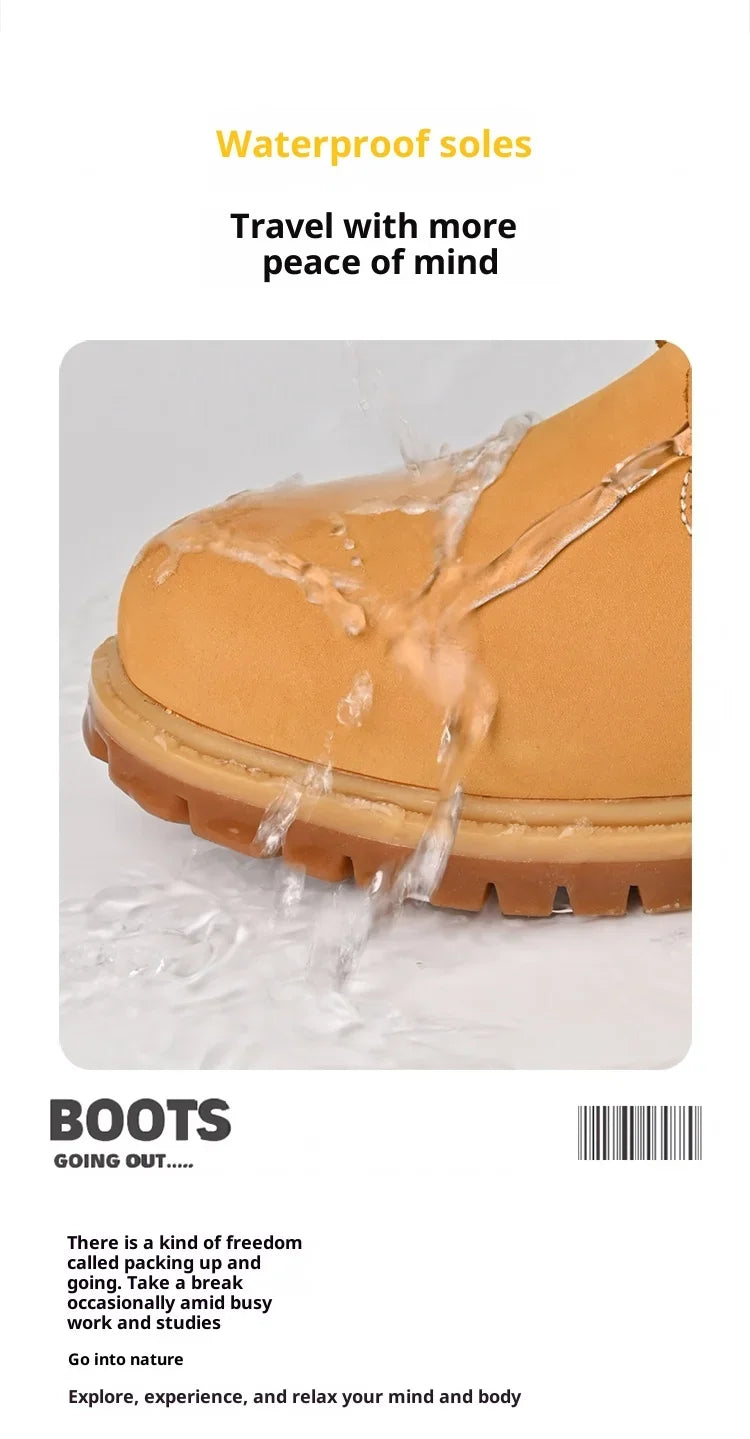 Men's High Top Leather Ankle Boots, Lace Up, Winter Warm, Non Slip