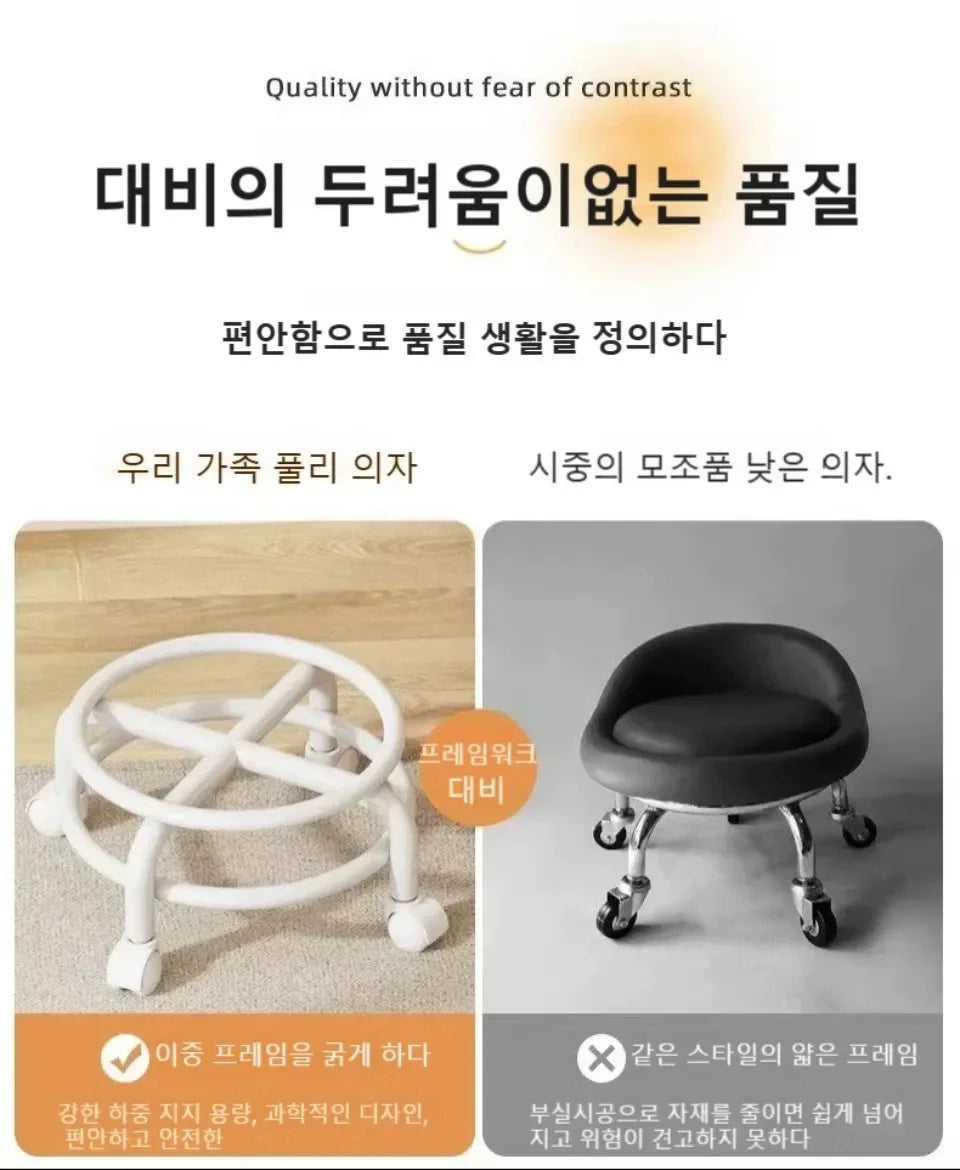 Household Backrest Pulley Low Stool Waist Protection 360 Degree Rotating Versatile Round Stools Modern Simple Universal Wheel