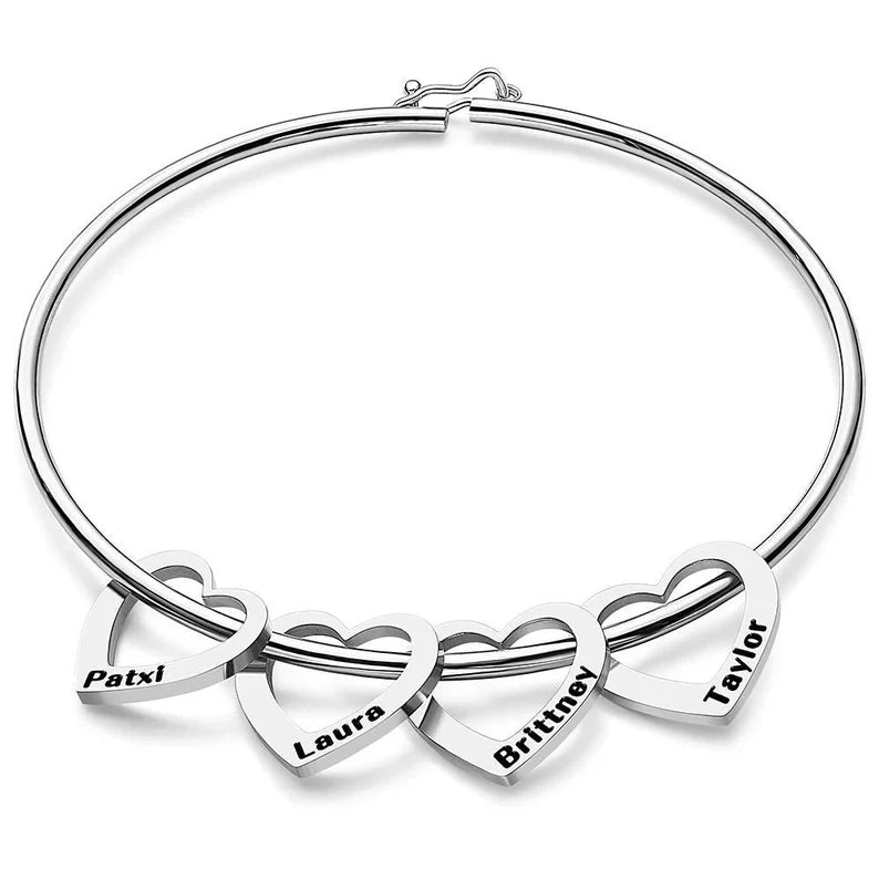 Women’s Stainless Steel Name Bracelet – Personalized Heart Jewelry