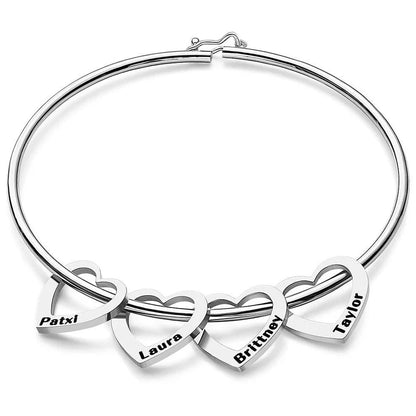Women’s Stainless Steel Name Bracelet – Personalized Heart Jewelry