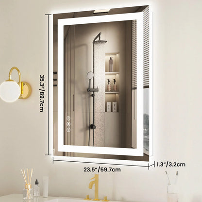 36x24 Inch LED Vanity Mirror With Memory Function, Front Back Lighting