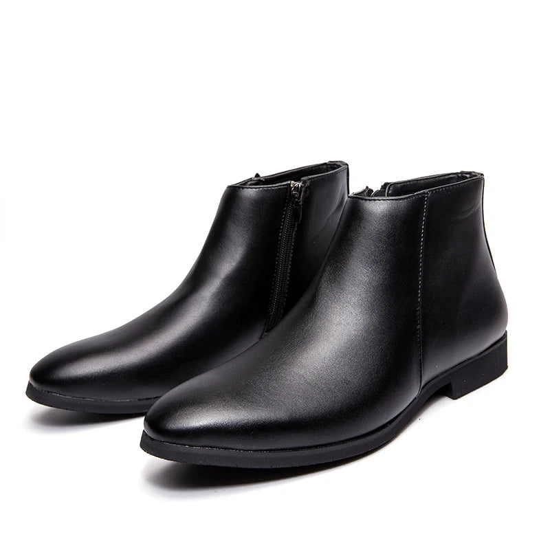 Riding Ankle Boots for Men Zip Closure PU Lining PU Insole
