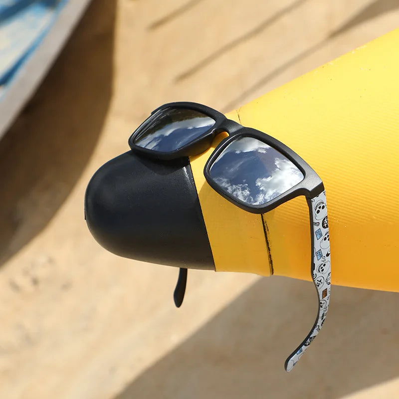 4PCS Square Sports Sunglasses with Designer Temple Pattern - UV400 for Men Women, Beach Vacation