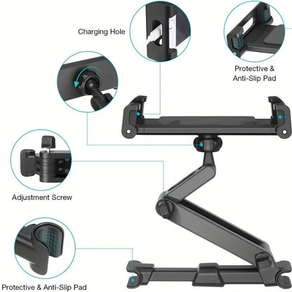 Car Tablet Holder Headrest Mount Adjustable Stand For 5 To 12.9 Inch Devices