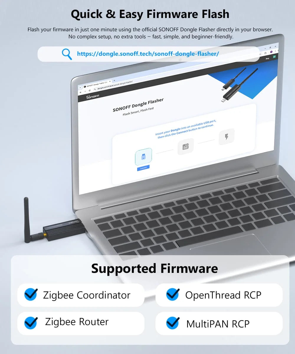 Sonoff Zigbee 3.0 Usb Dongle Plus ZBdongle-E Wireless Zigbee Gateway USB Interface Capture EFR32MG21 Google Home Voice Control