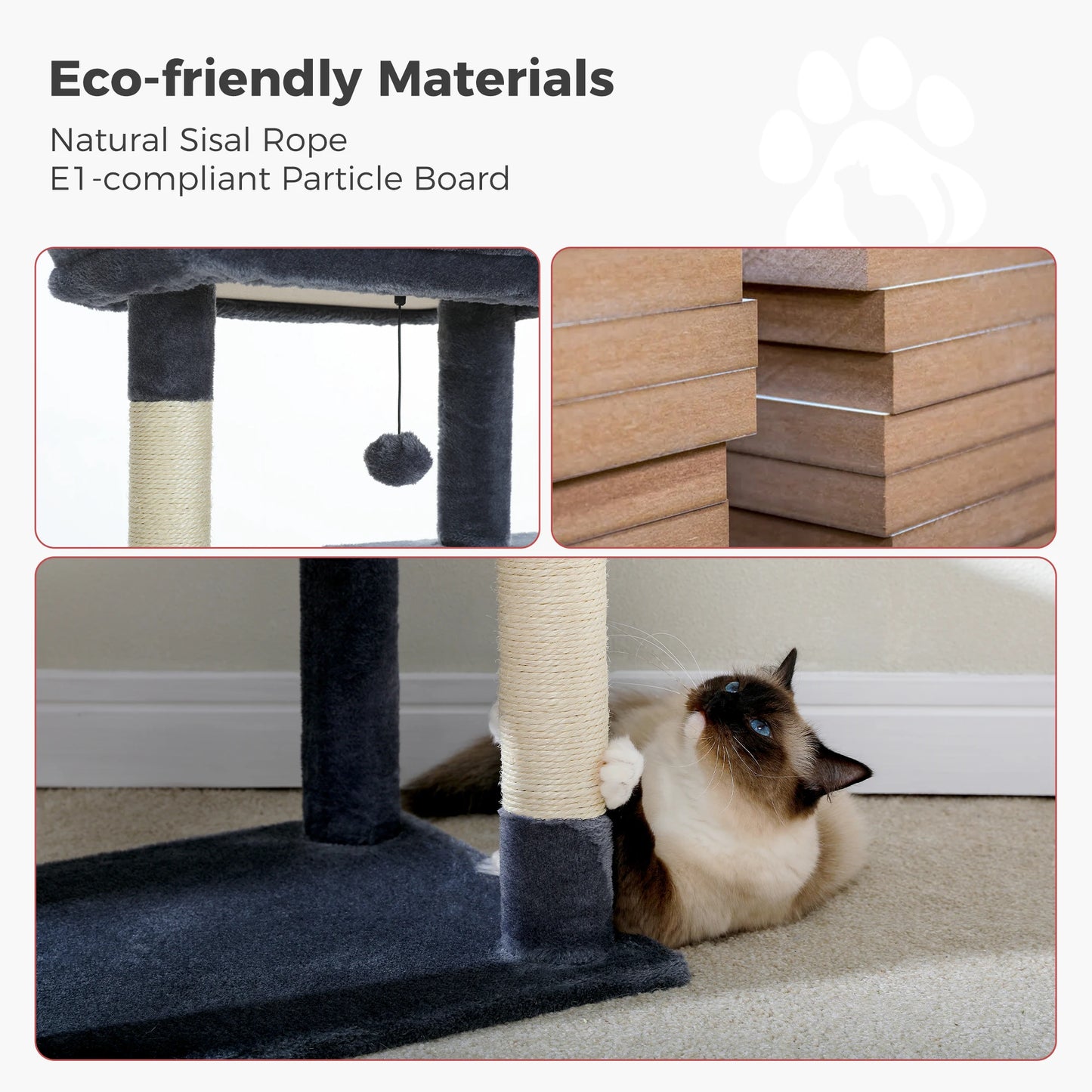 Cat Tree for Indoor Cats 5-Level Cat Tower for Large Cats with Large Hammock Sisal Covered Scratching Posts Cozy Condo Top Perch