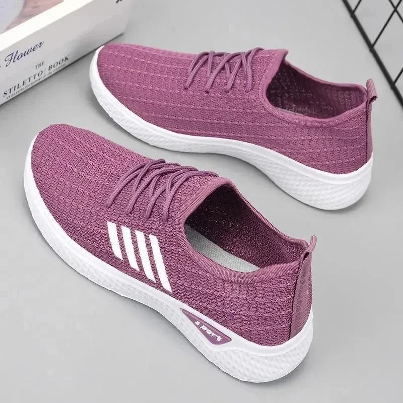 New 2025 Trendy Women's Mesh Low-Top Running Sneakers with Air Mesh for Spring and Summer Women Flat Shoes