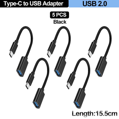 USB A Female to USB-C Male OTG Cable Length 15.5 Cm