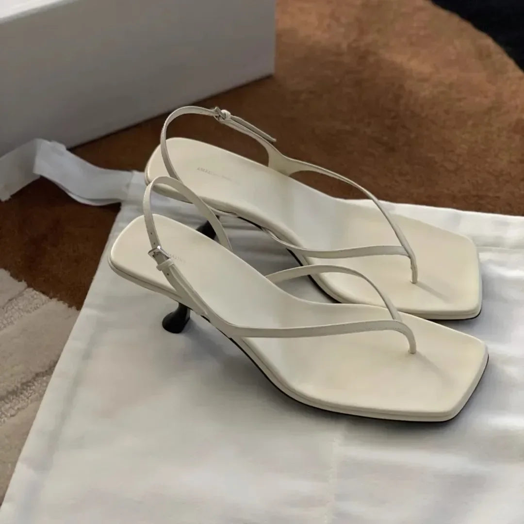 Retro Square Toe Clip Toe Sandals Kitten Heel Back Strap Brown Solid Concise French Style Sexy Fashion Women Shoes Summer Casual