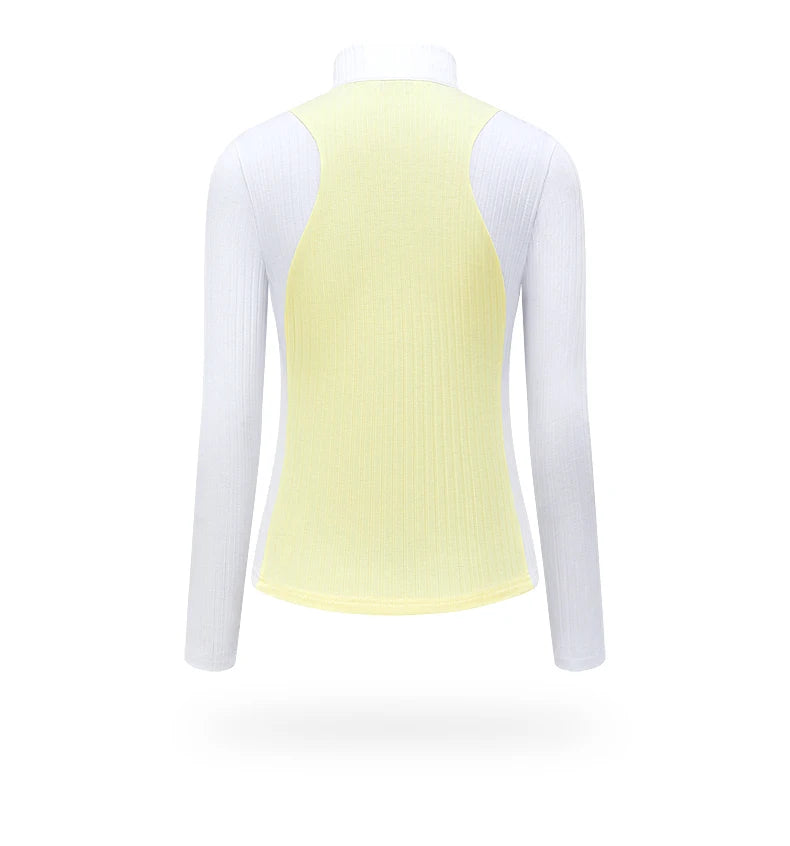 TTYGJ Autumn Spring Golf Clothing Women Contrast Color Golf Base Shirt Ladies Zipper Collar Soft Tops Slim Casual Sportswear