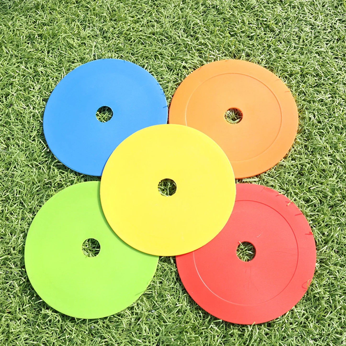 Flat Soccer Cones Marker Discs, 150mm Diameter, TPE Elastomer, Multicolor