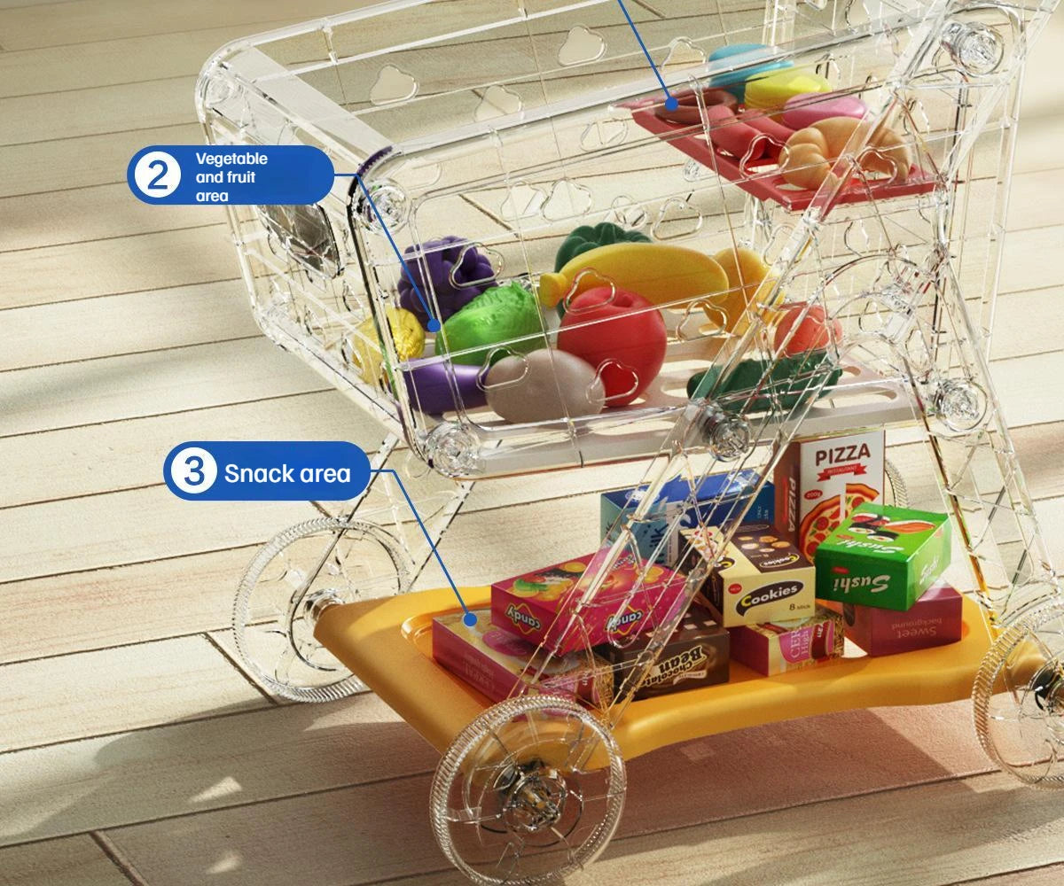 Shopping cart toy baby small trolley children play house fruit cut music kitchen supermarket men and girls Early Education toys