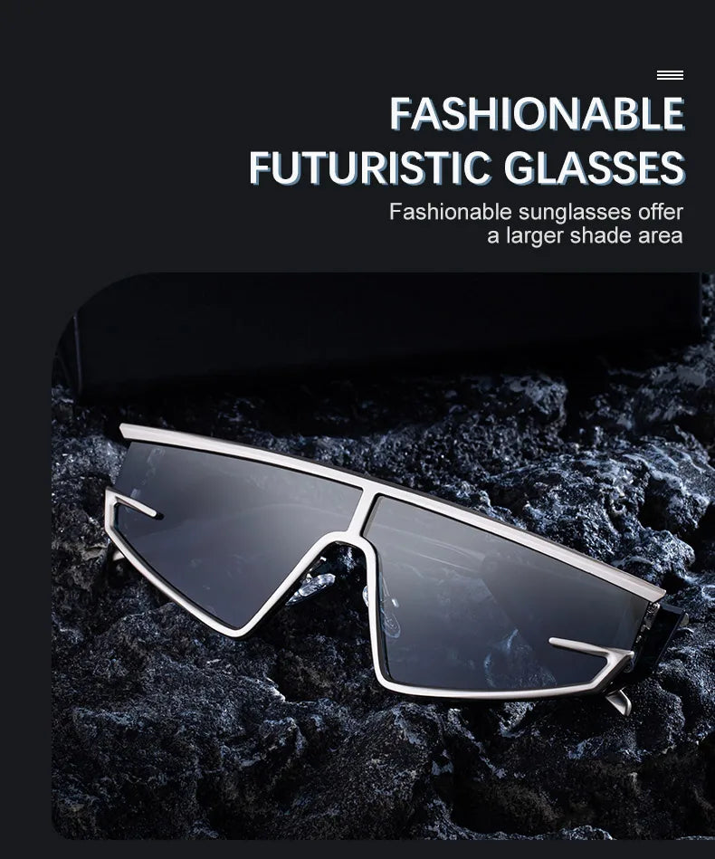 Y2K Punk Shield Sunglasses Square Frame UV400 Protection