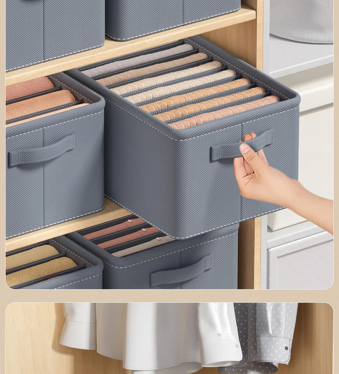Thickened Pants Storage Box Foldable 9/7/6 Grids Organizer for Jeans Sweatshirt Shirt Wardrobe Organizers of Cabinets and Drawer