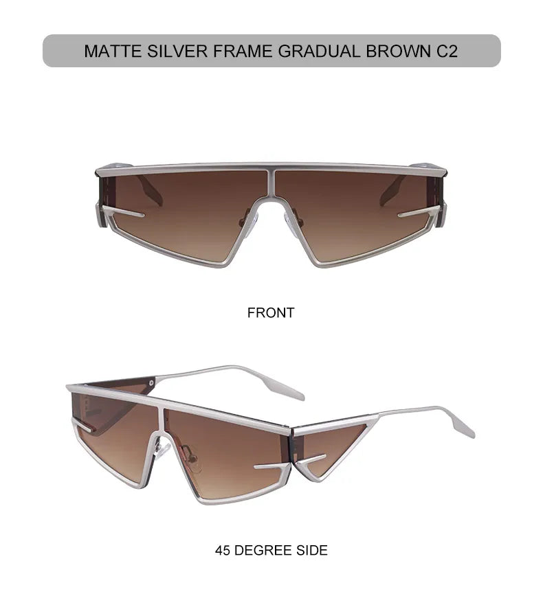 Y2K Punk Shield Sunglasses Square Frame UV400 Protection