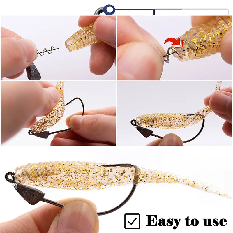 Mrlurion 3.5g 5g 7g 10g 15g 21g jig head fishing hook tackle for soft worm lure bait , with spin lock pin spinner lure hook