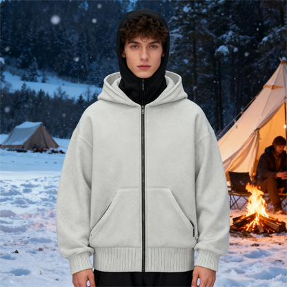 Hooded Zip Up Sweatshirt Men Polyester Long Sleeve