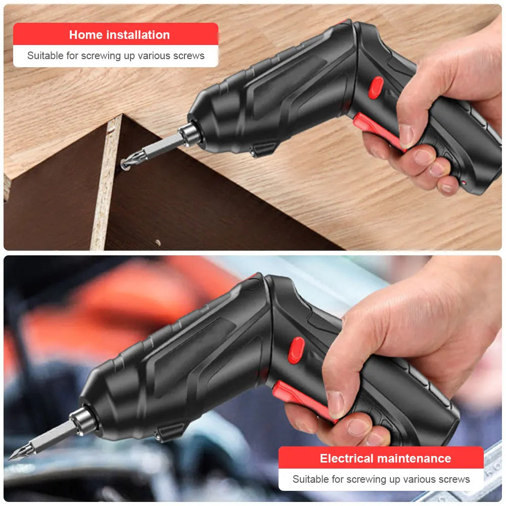 3.6V Electric Screwdriver Rechargeable Cordless Electric Drill Power Tool Set 1800mAh Lithium Battery Mini Household Screwdriver