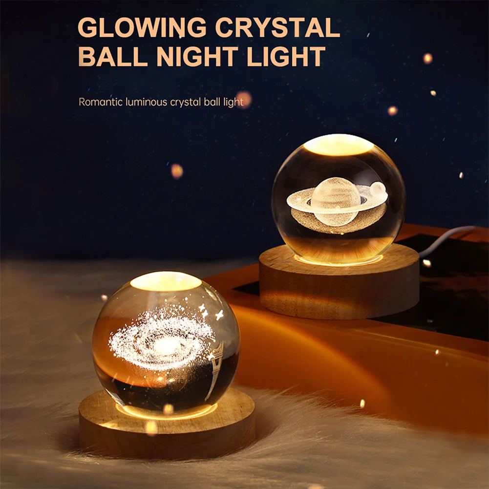 3D Crystal Galaxy Ball USB Night Lamp