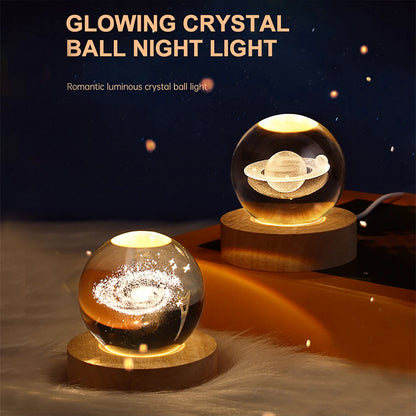 3D Crystal Galaxy Ball USB Night Lamp With Galaxy Projection