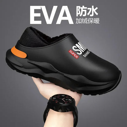 Mens Slippers Winter Warm Shearling Lining Indoor Outdoor Rubber Insole