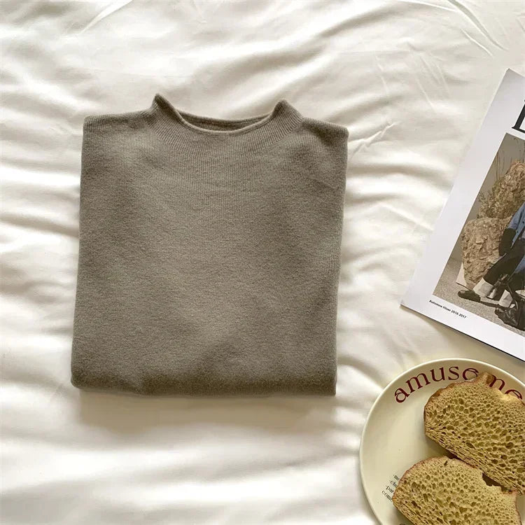 2025 Solid Sweater Women Half Turtleneck Knitted Pullovers Harajuku Korean Soft Warm Knitwear Autumn Winter Fashion Slim Jumpers