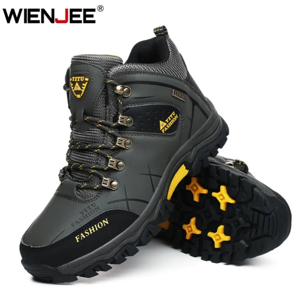 Men's Winter Snow Boots Waterproof Leather Ankle Boots Size 39-47