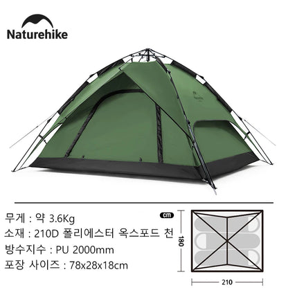 One Touch Automatic Roof Top Tent 180x210 cm 3 To 4 Person Double Door