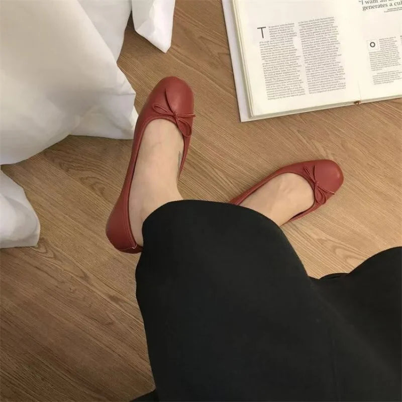 2025 Spring Summer New Arrival Evening Breeze Flats Gentle Bow-Knot  Design Commuter Versatile Single Shoes