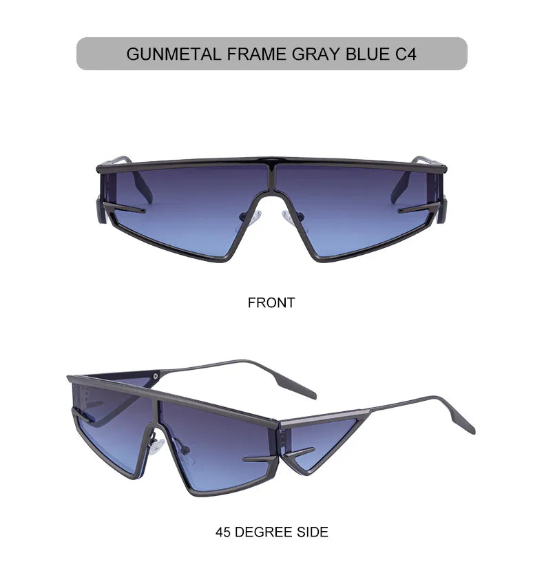 Y2K Punk Shield Sunglasses Square Frame UV400 Protection