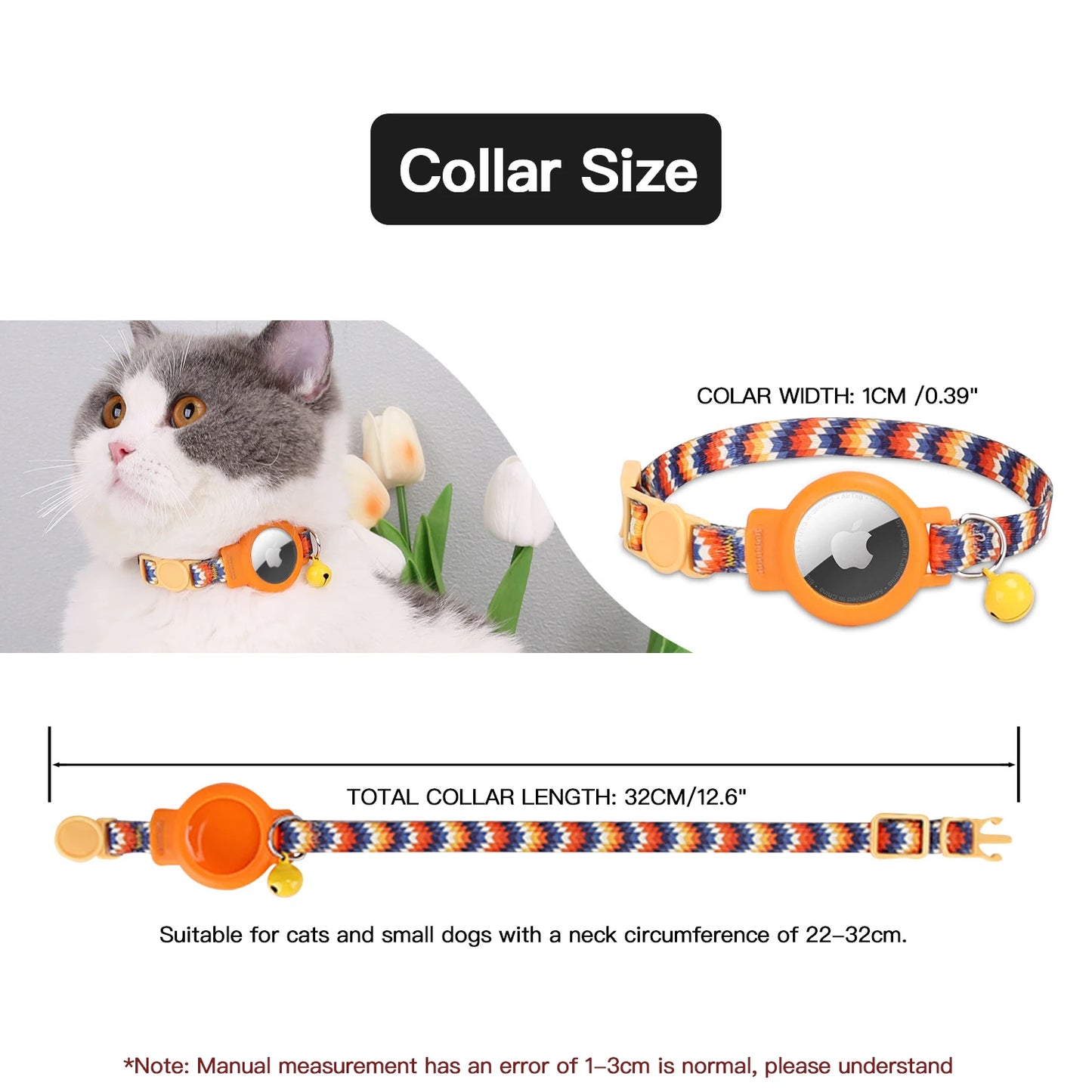 Pink Nylon Cat Collar With Bell For Tracking Device