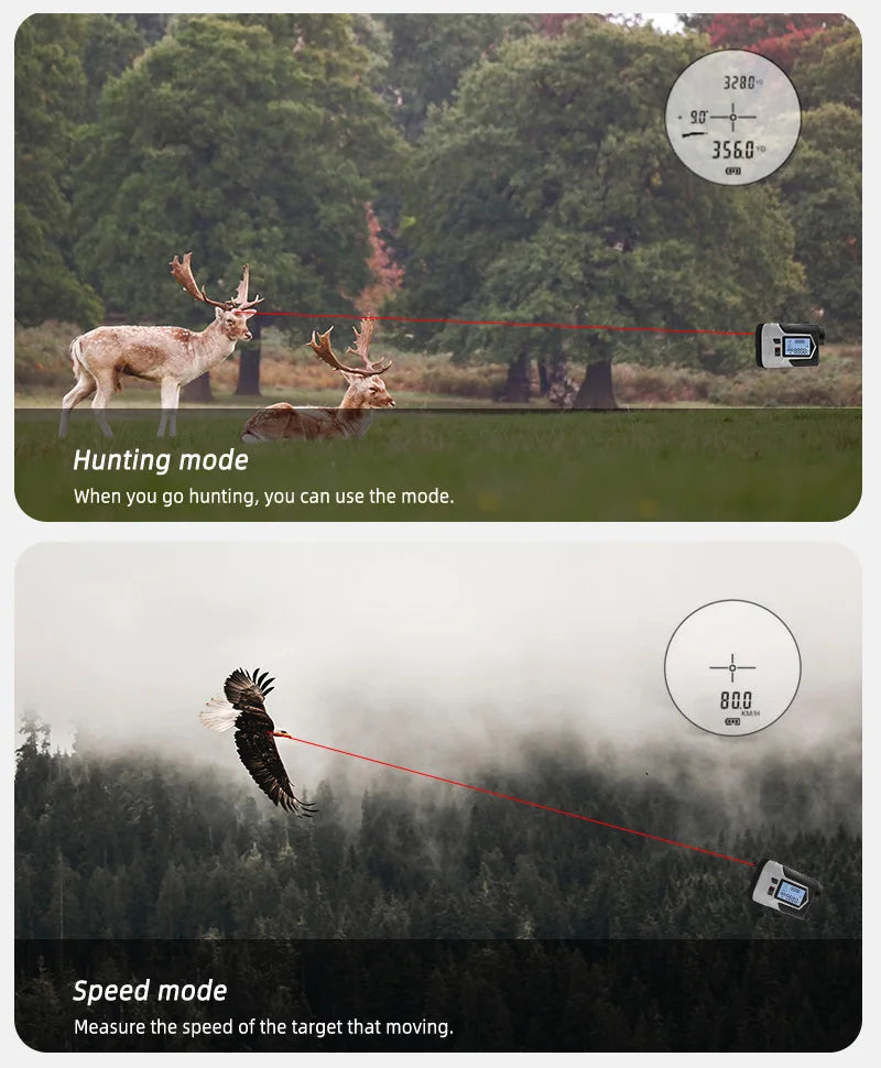 1200m Golf Laser Rangefinder Rechargeable 650m Slope Adjusted Flag-Lock Vibration Laser Distance Meter Telescope Hunting