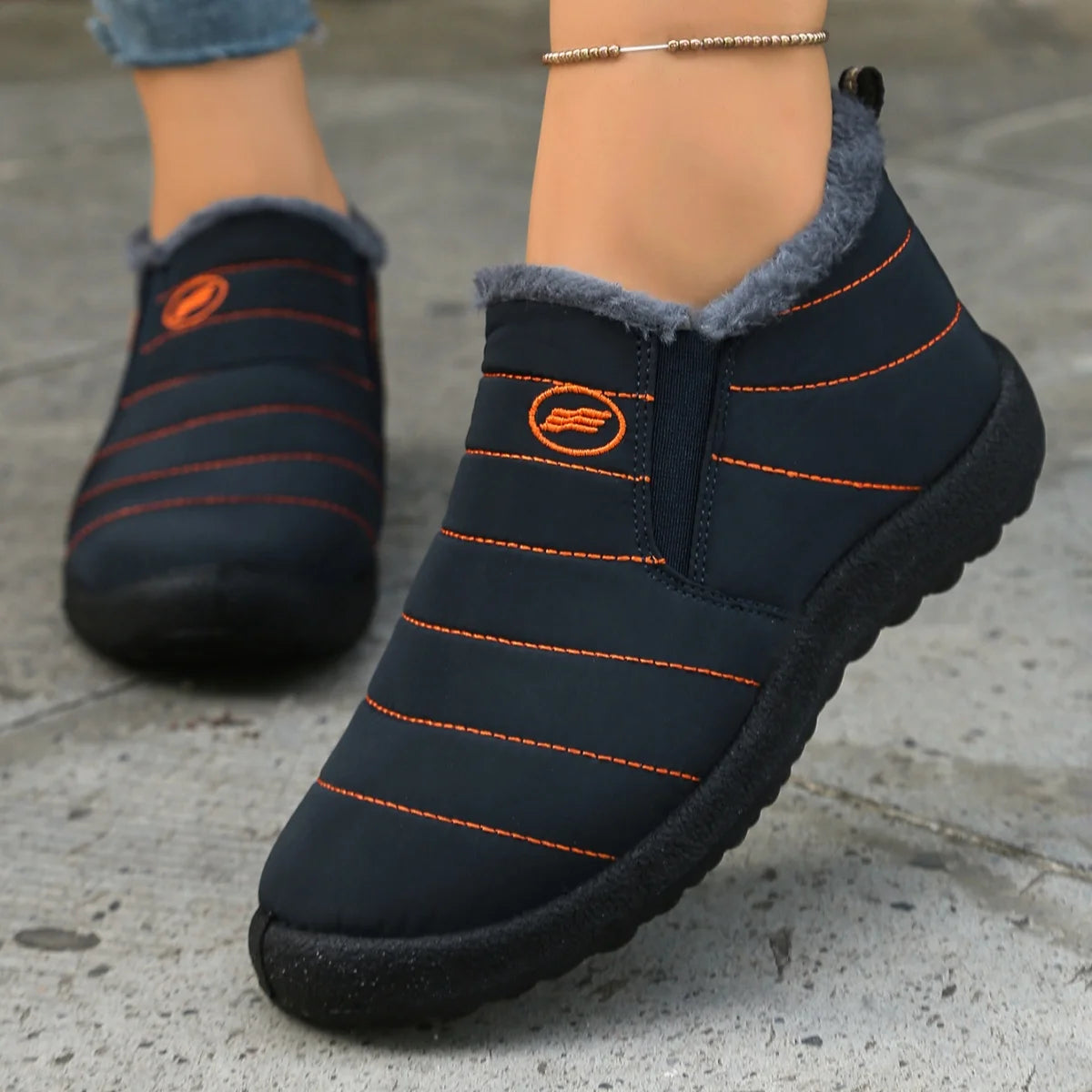 Women's boots Winter Boot with Comfortable Warm Fur Lined Ankle Booties Outdoor Slip On Waterproof Short Boots