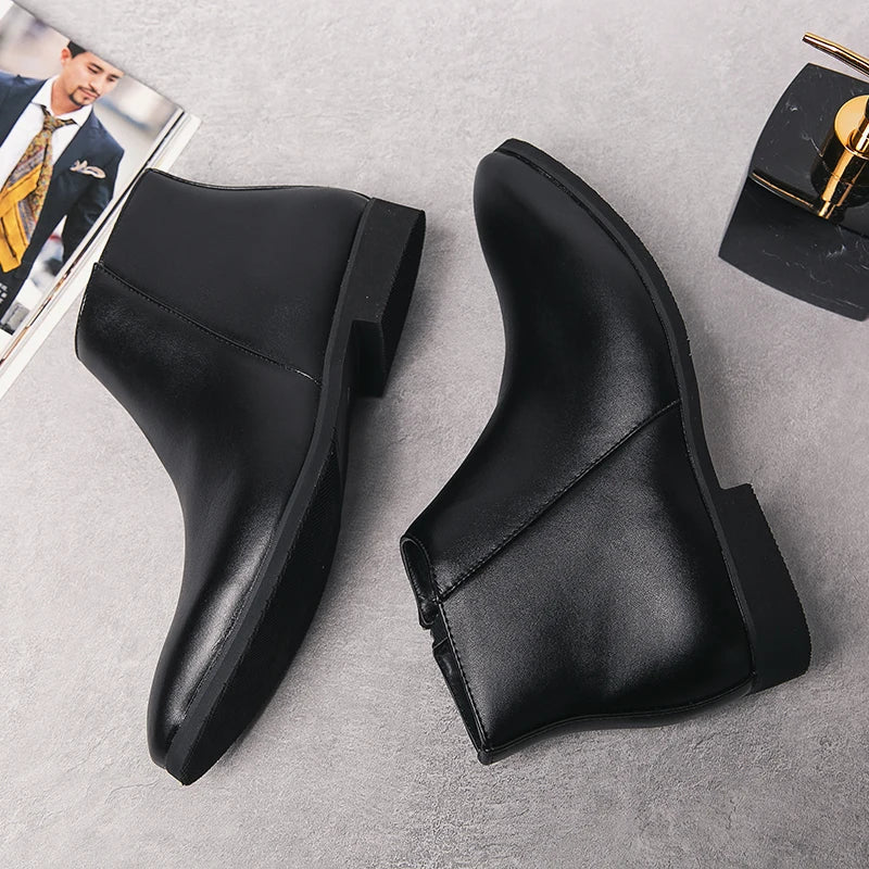 Riding Ankle Boots for Men Zip Closure PU Lining PU Insole