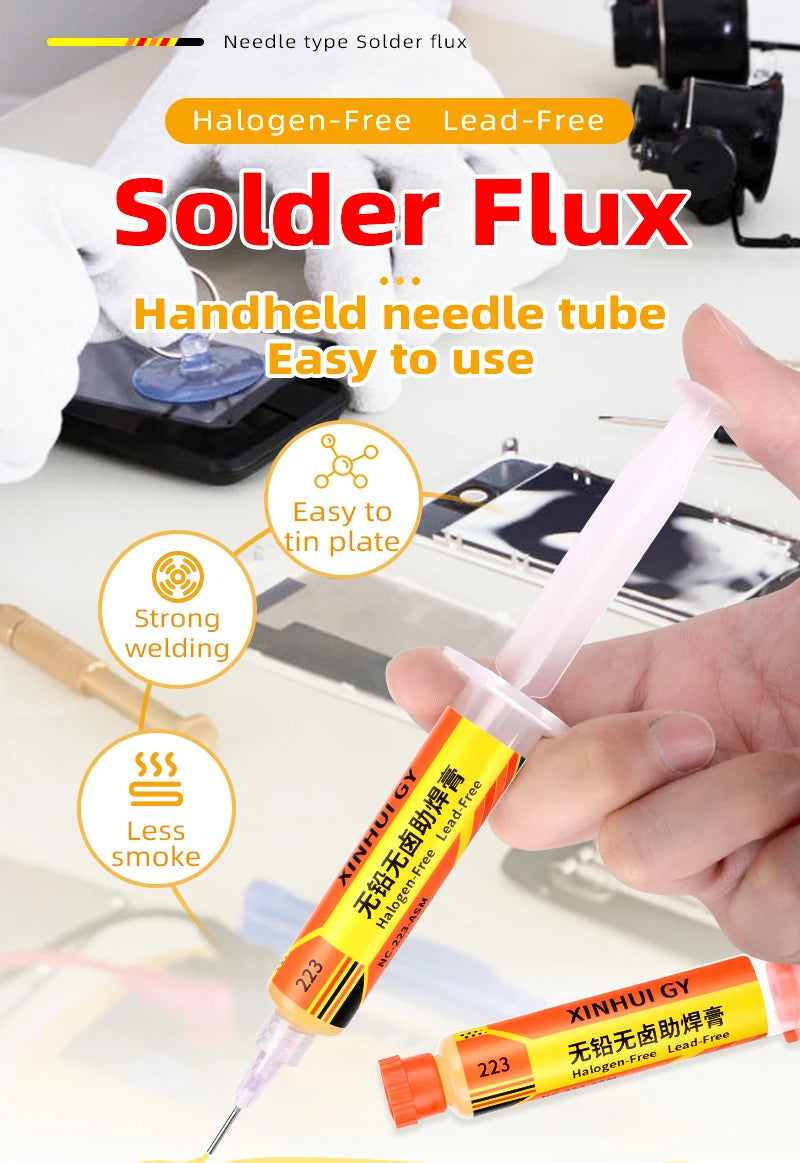 BGA Flux Paste  RMA-223 Lead-free and Halogen-free Soldering Flux  for Mobile Phone Repair Soldering. No-clean, High-activity