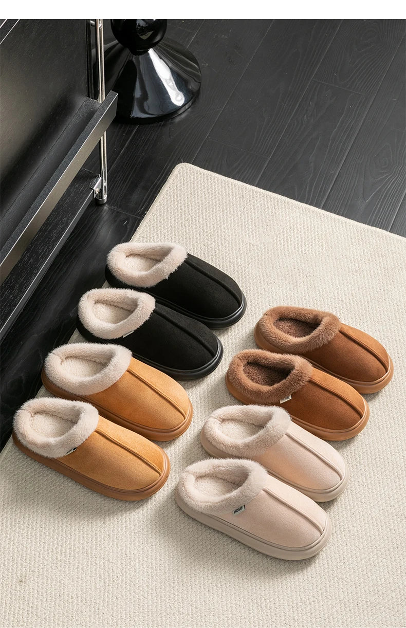 Autumn And Winter Men's Cotton Slippers Plush Warm Thick Home Wear Non-slip Wear-resistant Soft Bottom Comfortable Warm Shoes