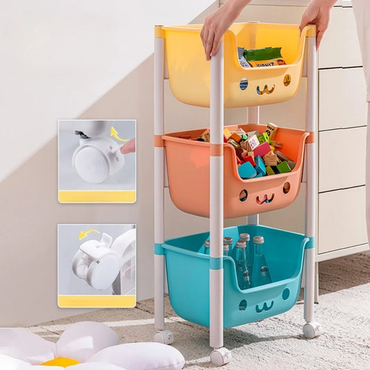 Macaron Storage Handcart Snack Storage Rack Movable Household Large Capacity Wheeled Kitchen Rolling Rack Children Storage Rack